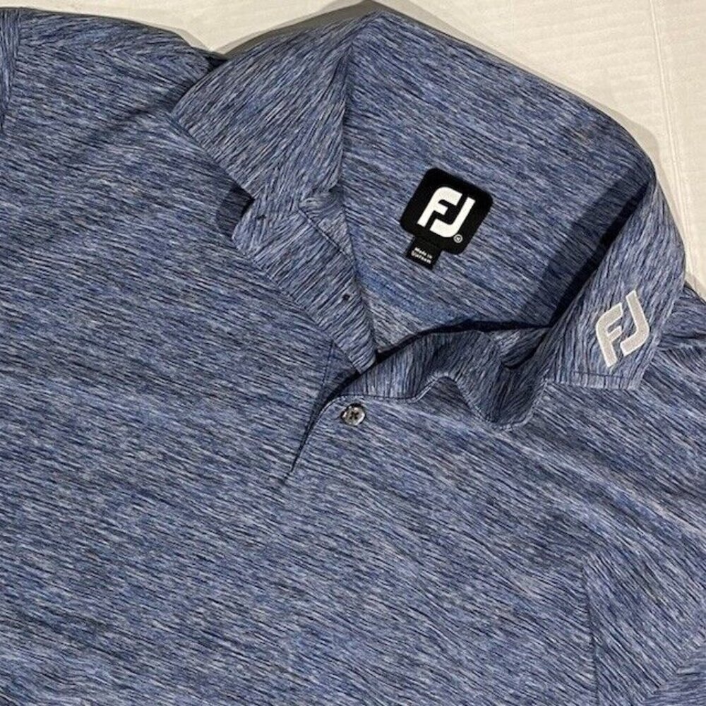 Footjoy FJ Men’s Blue Striped‎ Medium Stretch Short Sleeve Golf Polo